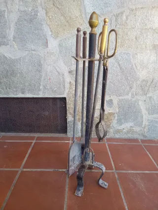 Juego de chimenea metal y madera