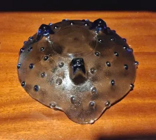 Frutero hobnail de vidrio azul cobalto