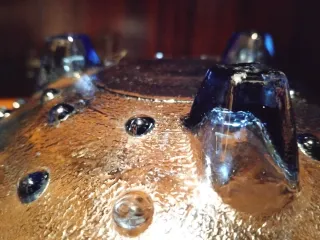 Frutero hobnail de vidrio azul cobalto