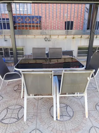 Mesa y 6 Sillas Jardín Metal