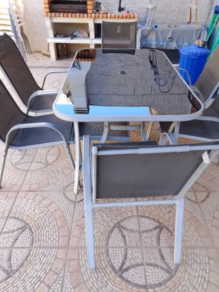 Mesa y 6 Sillas Jardín Metal