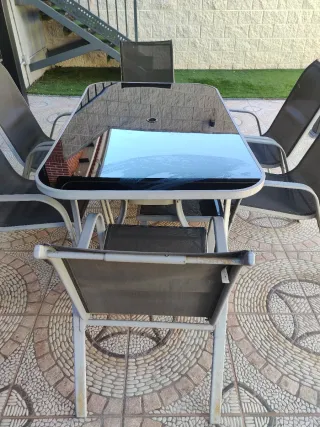 Mesa y 6 Sillas Jardín Metal