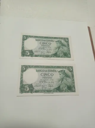 Billetes 5 Pesetas Banco de España 1954