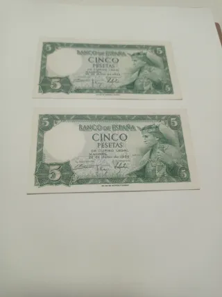 Billetes 5 Pesetas Banco de España 1954