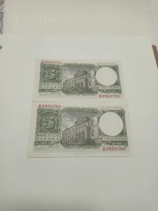 Billetes 5 Pesetas Banco de España 1954