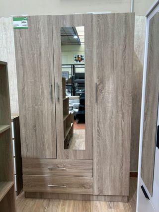 Armario 3 puertas con espejo y cajones