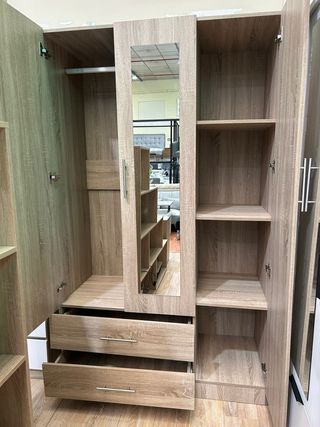 Armario 3 puertas con espejo y cajones