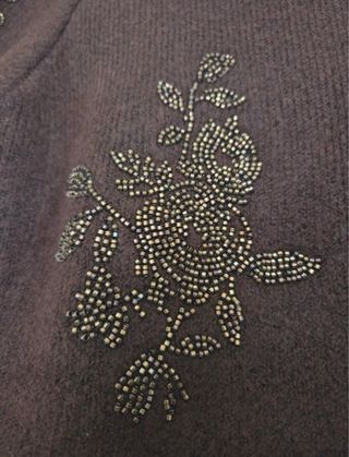 Top Zara Marrón con Bordado y abalorios