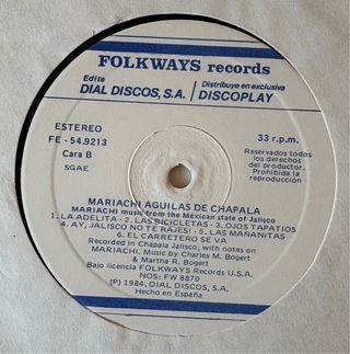 Vinilo Mariachi Aguilas de Chapala Folkways