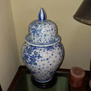 Coppia vasi decorativi blu e bianchi