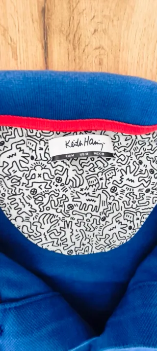 Polo uomo blu e rosso Keith Haring taglia M usata