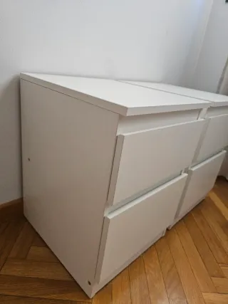 2 Mesitas de Noche Ikea Kullen Blancas