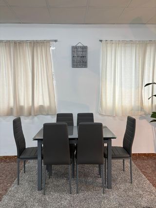 Mesa cristal extensible + 6 sillas