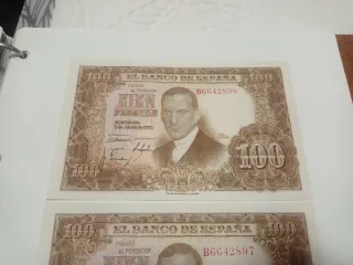 2 Billetes correlativos 100 Pesetas Banco de Españ