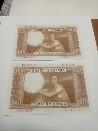 2 Billetes correlativos 100 Pesetas Banco de Españ