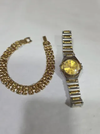 Lejoj Reloj y Pulsera baño de oro la pulsera 20cm