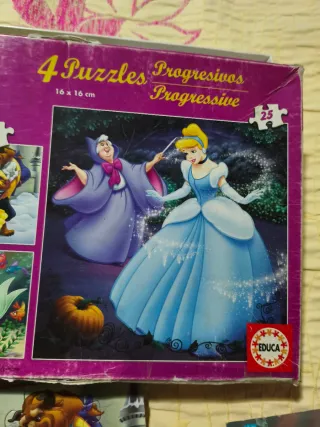 4 Puzzles Disney Princesas 16x16cm