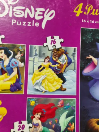 4 Puzzles Disney Princesas 16x16cm
