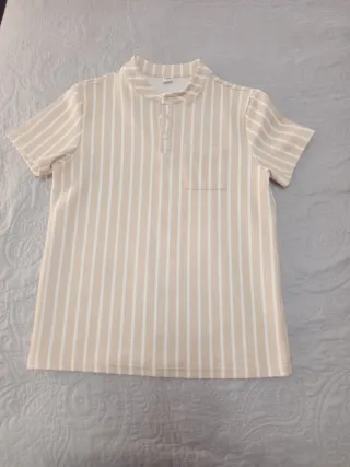 Camisa niño rayas beige talla 11-12