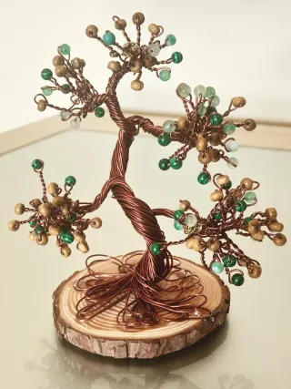 Alberino decorativo con pietre agata e legno