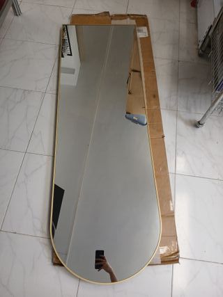 Weare Home Espejo de pared grande con marco dorado, 161 x 52 cm, de pie, inclinado, para dormitorio y salón