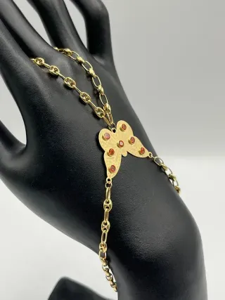 Pulsera Mariposa 18K con Piedras Naranja