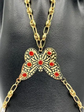 Pulsera Mariposa 18K con Piedras Naranja