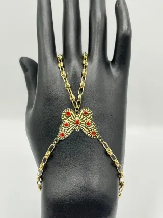 Pulsera Mariposa 18K con Piedras Naranja