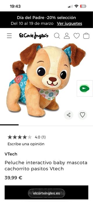 Perrito interactivo de peluche