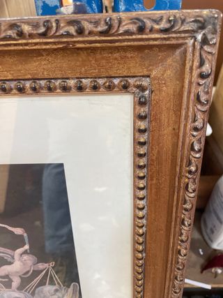 Lámina artesanal marco madera dorado 73 x 50