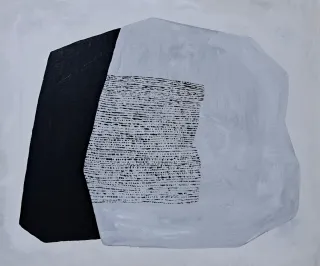 Cuadro abstracto pintado a mano gris negro, neutro