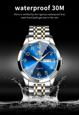 Reloj Olevs Hombre Azul y Dorado