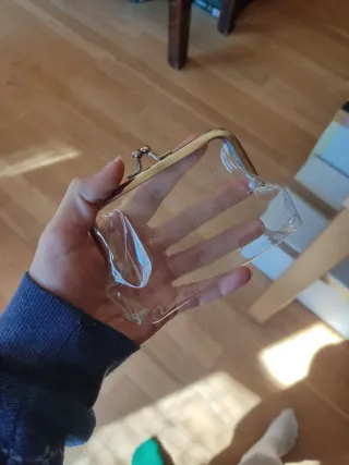 Monedero transparente con cierre metálico