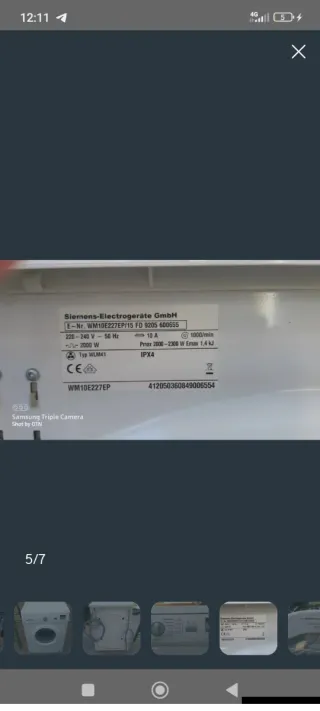 Lavadora Siemens Blanca
