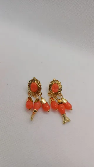 Pendientes Coralinas Chapado Oro 18k