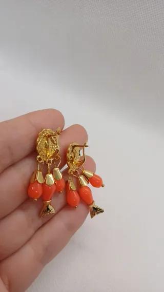 Pendientes Coralinas Chapado Oro 18k