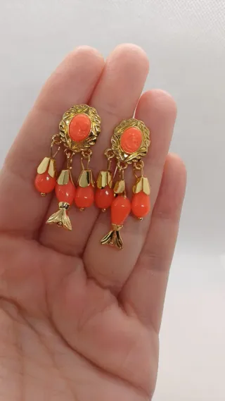 Pendientes Coralinas Chapado Oro 18k