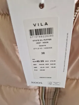 Chaleco Vila beige invierno mujer T.M