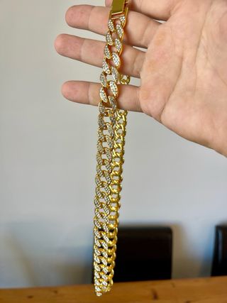 Cadena cubana oro y diamantes