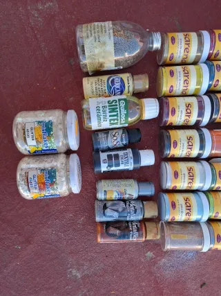 Lote Material Manualidades Arena Glitter Barniz