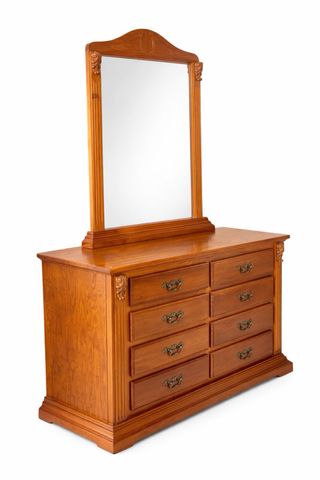 Cómoda de madera maciza con espejo