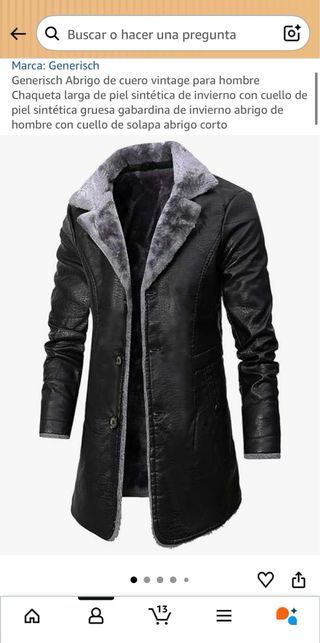 Abrigo negro largo con forro cálido