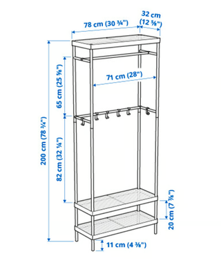 Perchero IKEA con estantes y ganchos