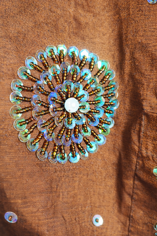 Borsa etnica boho marrone con perline