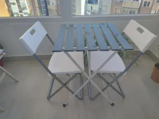 Mesa y 2 Sillas Terraza Plegables