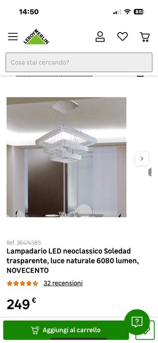 Lampadario moderno design cristallo