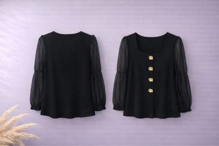 Camisa negra manga abullonada