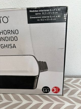 Bandeja Horno Hierro Fundido 3.6L Negra
