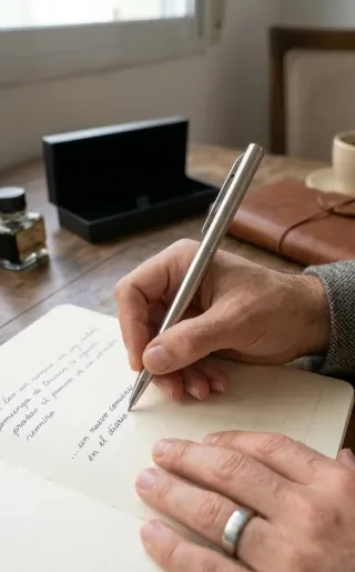 Bolígrafo de firma acero + 3 recargas. Precio unid