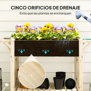 Jardinera Elevada con Ruedas y Repisas
